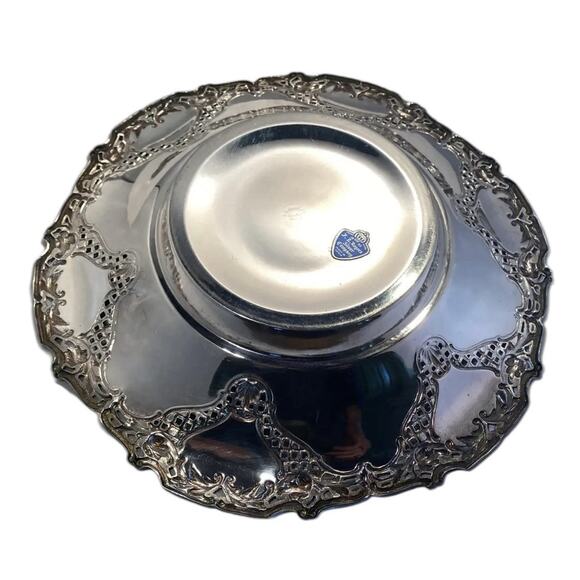 F B Rogers Silver Plate 12 3/8”Centerpiece Bowl Art Deco Style Made in Spain VTG - Picture 8 of 12